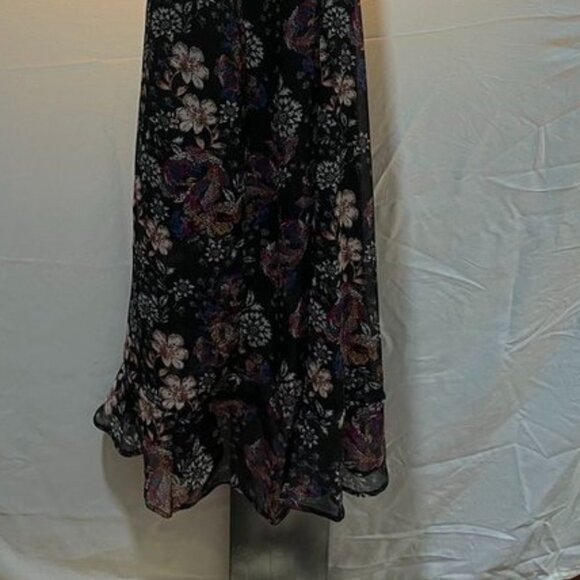 Kensie Floral Chiffon Wrap Dress | Size 14 | Black Multi - Picture 5 of 9